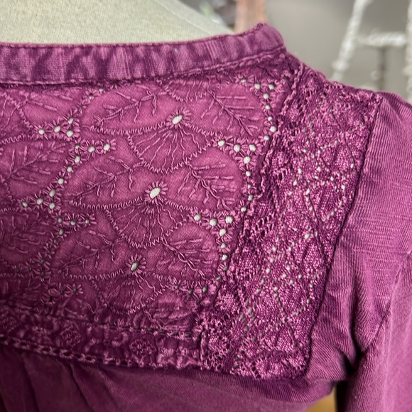 Lucky Brand Purple Embroidered Bib Tee - Picture 8 of 10